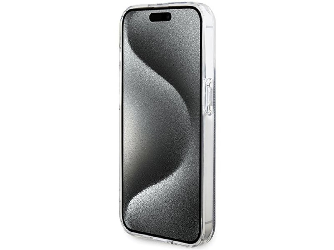 Funda Guess IML 4G Gold Stripe para iPhone 15 Pro - negra