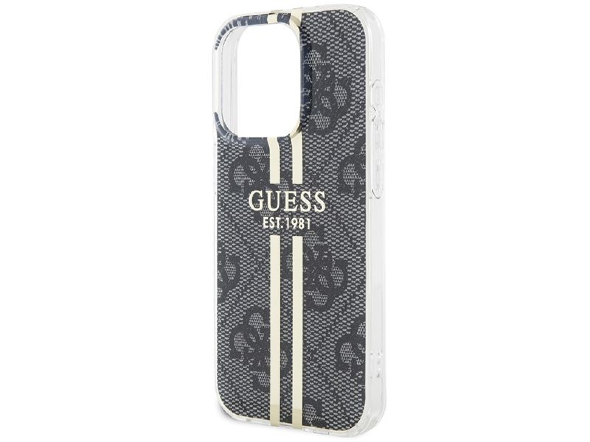 Funda Guess IML 4G Gold Stripe para iPhone 15 Pro - negra