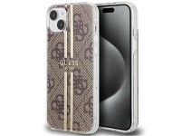 Capa Guess IML 4G com listras douradas para iPhone 15 Plus / 14 Plus - marrom