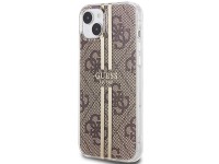 Capa Guess IML 4G com listras douradas para iPhone 15 Plus / 14 Plus - marrom