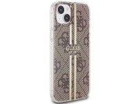 Capa Guess IML 4G com listras douradas para iPhone 15 Plus / 14 Plus - marrom