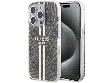 Capa Guess IML 4G Gold Stripe para iPhone 15 Pro - marrom