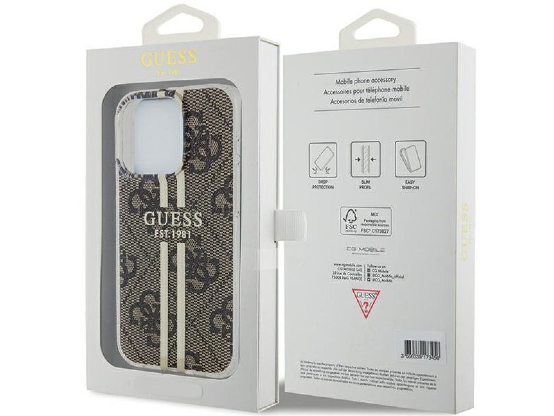 Capa Guess IML 4G Gold Stripe para iPhone 15 Pro - marrom