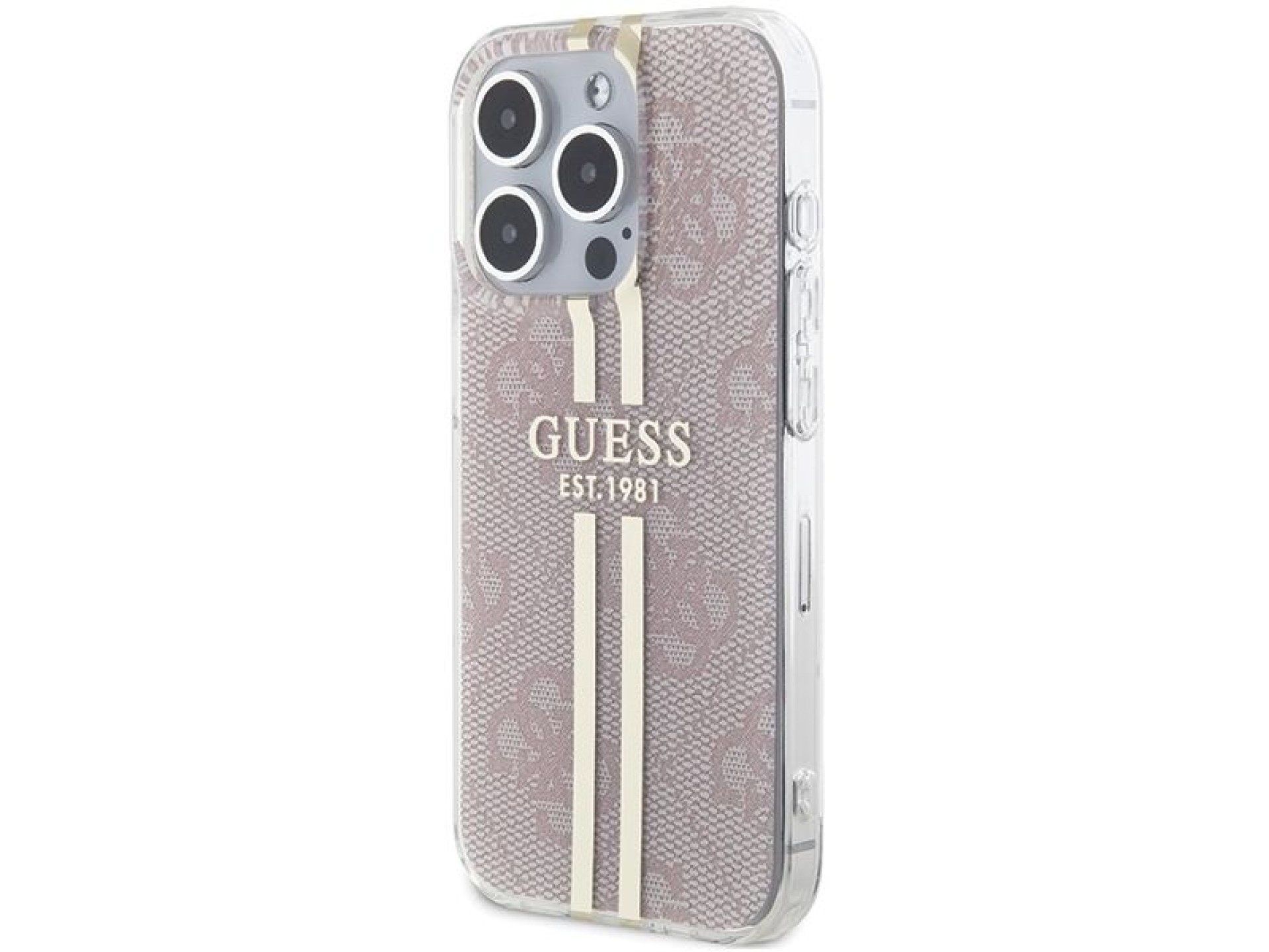Funda Guess IML 4G Gold Stripe para iPhone 15 Pro - rosa