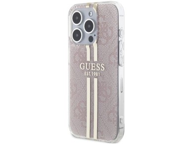 Funda Guess IML 4G Gold Stripe para iPhone 15 Pro - rosa