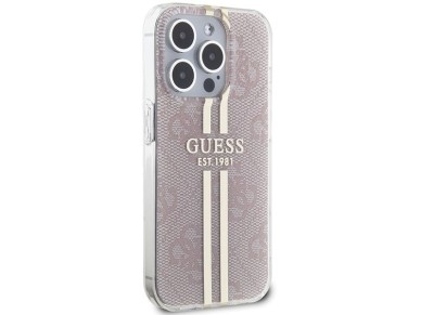 Funda Guess IML 4G Gold Stripe para iPhone 15 Pro - rosa