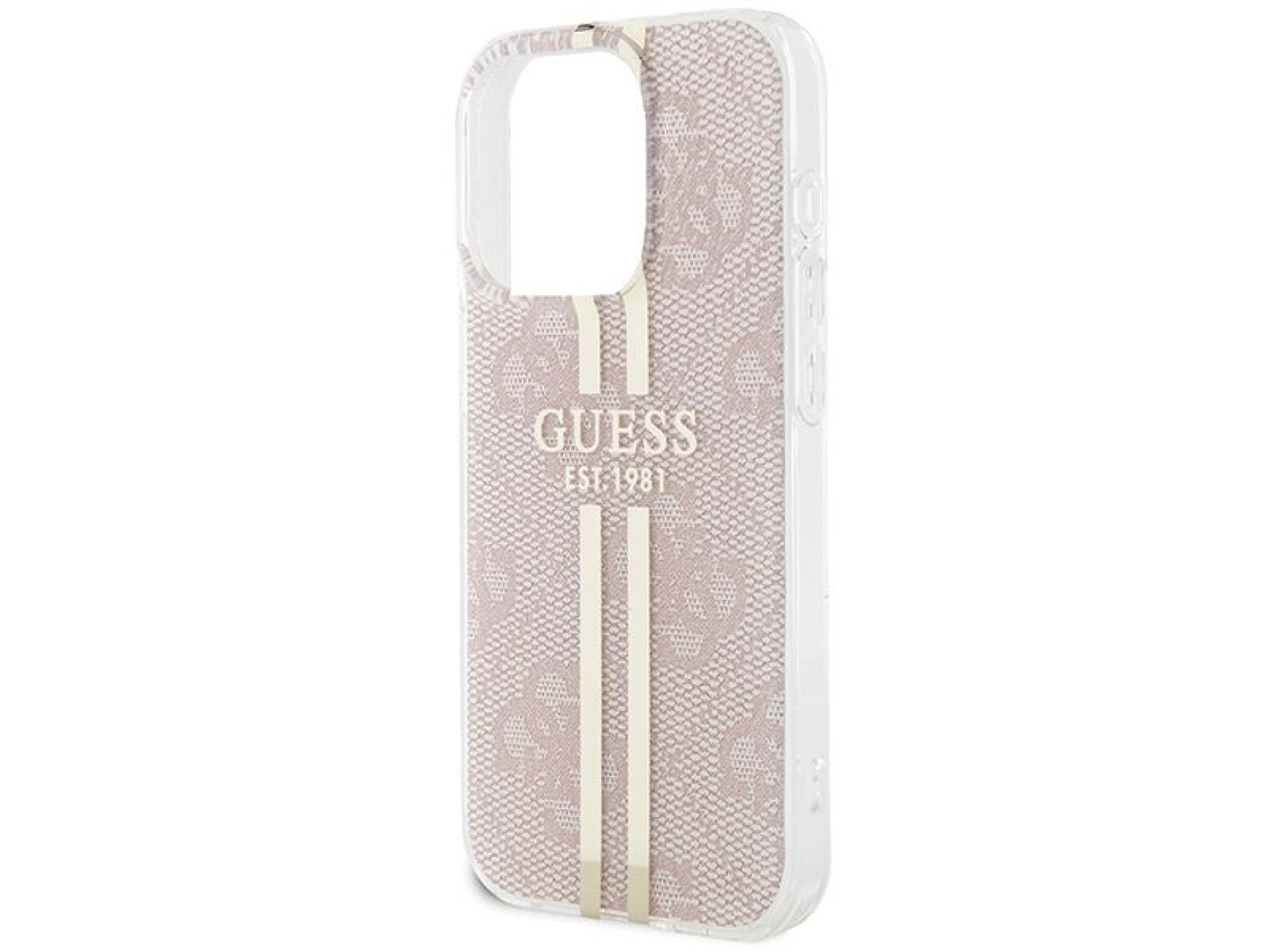 Funda Guess IML 4G Gold Stripe para iPhone 15 Pro - rosa