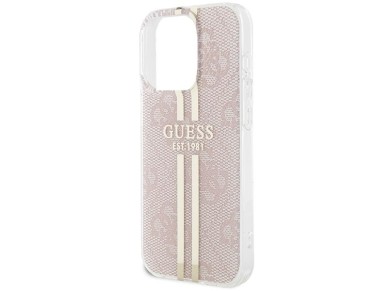 Funda Guess IML 4G Gold Stripe para iPhone 15 Pro - rosa