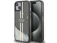 Funda Guess Liquid Glitter Gold Stripes para iPhone 15 Plus / 14 Plus - negra Funda Guess Liquid Glitter Gold Stripes para iPhone 15 Plus / 14 Plus - negra