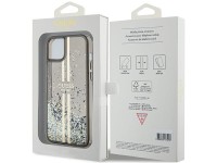 Funda Guess Liquid Glitter Gold Stripes para iPhone 15 Plus / 14 Plus - negra Funda Guess Liquid Glitter Gold Stripes para iPhone 15 Plus / 14 Plus - negra