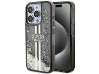Guess Liquid Glitter Gold Stripes case for iPhone 15 Pro - black