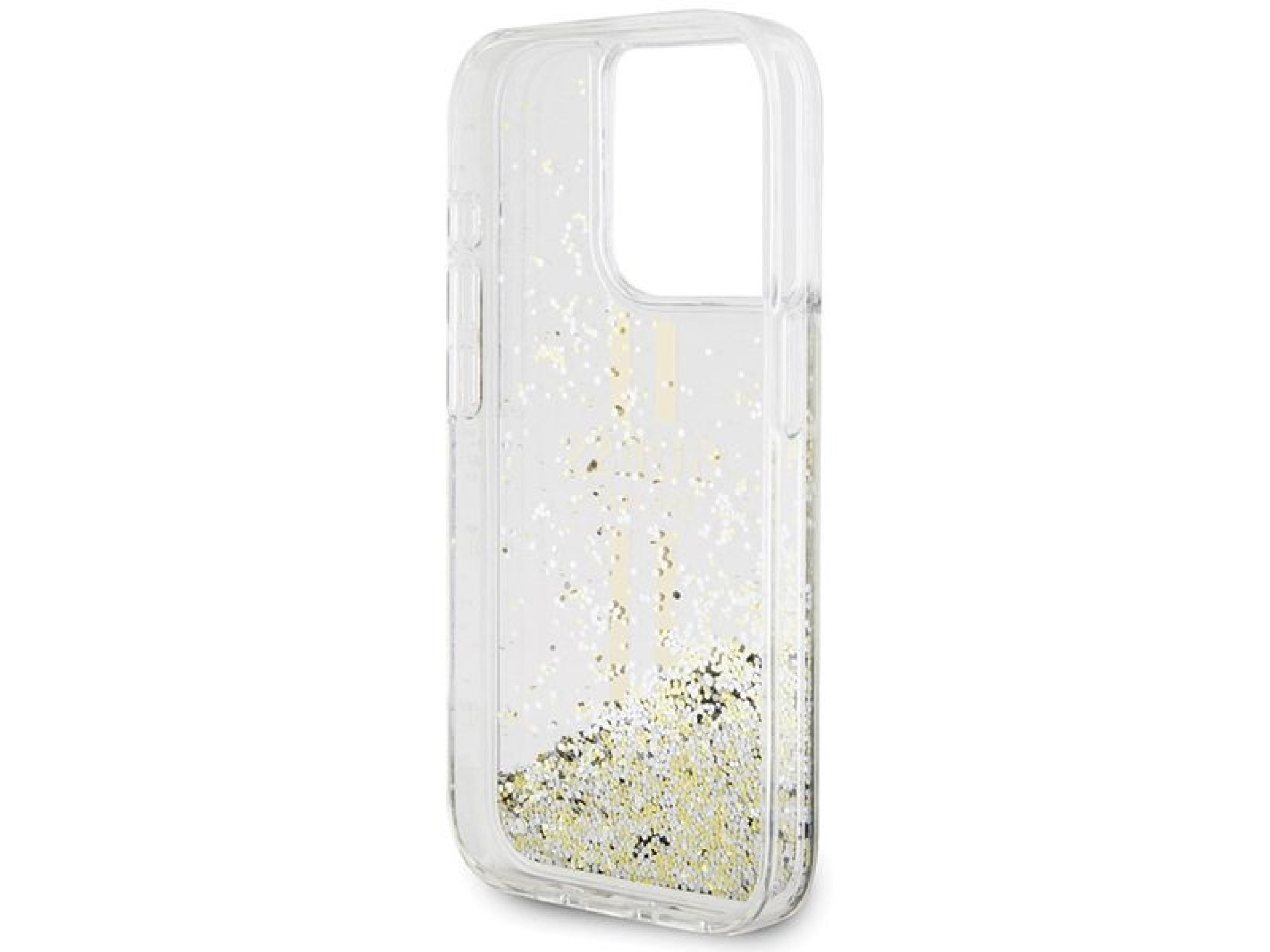 Guess Liquid Glitter Gold Stripes case for iPhone 15 Pro Max - transparent