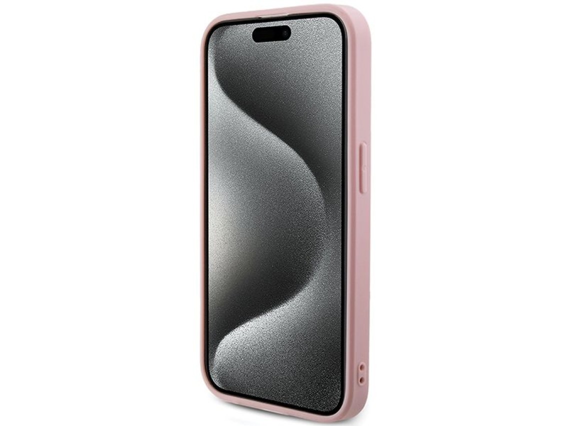 Guess GUHCP15XPSAIRSP iPhone 15 Pro Max 6.7" pink/pink hardcase Saffiano Iridescent Script