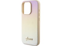 Capa Guess Saffiano Iridescent Script para iPhone 14 Pro - dourada Capa Guess Saffiano Iridescent Script para iPhone 14 Pro - dourada