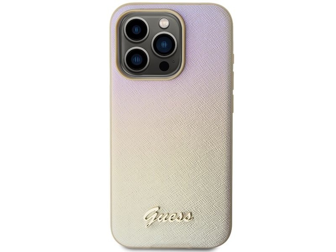 Guess GUHCP15XPSAIRSD iPhone 15 Pro Max 6.7" gold/gold hardcase Saffiano Iridescent Script