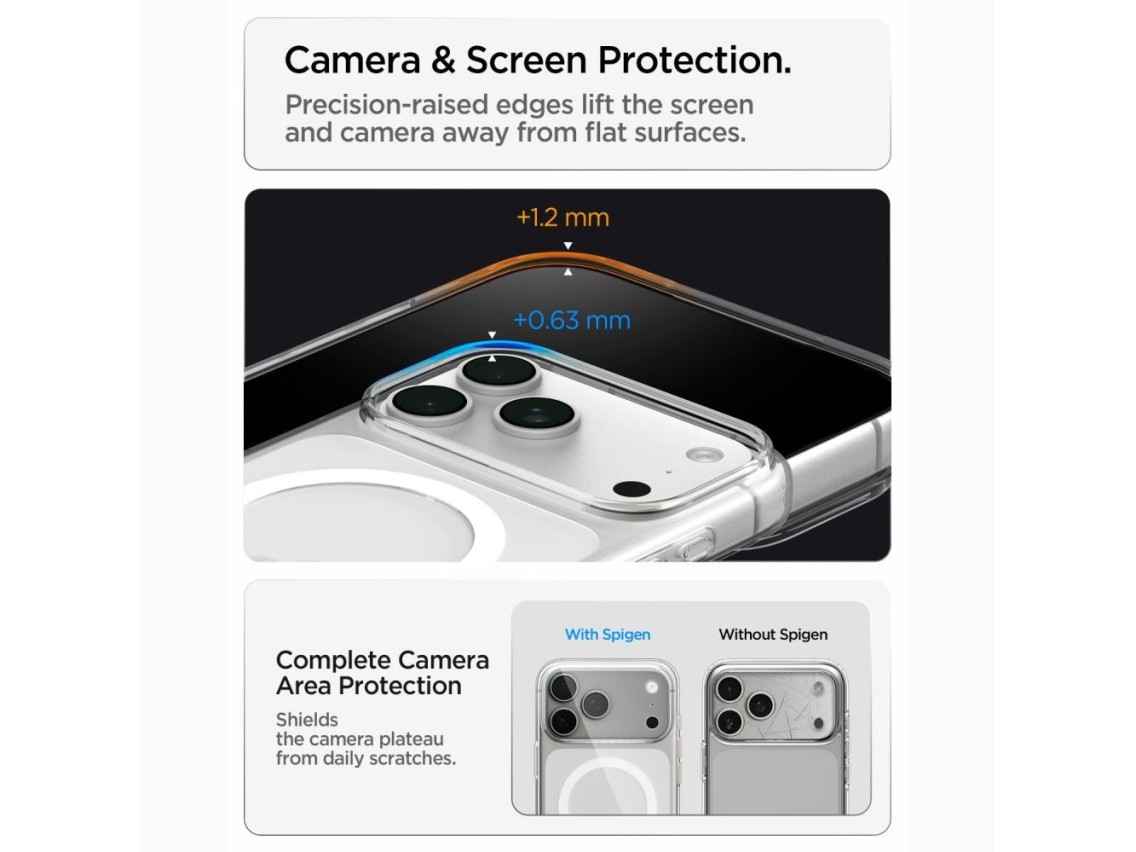 Capa Spigen Liquid Crystal MagSafe para iPhone 18 Pro / 17 Pro - Transparente e Branca