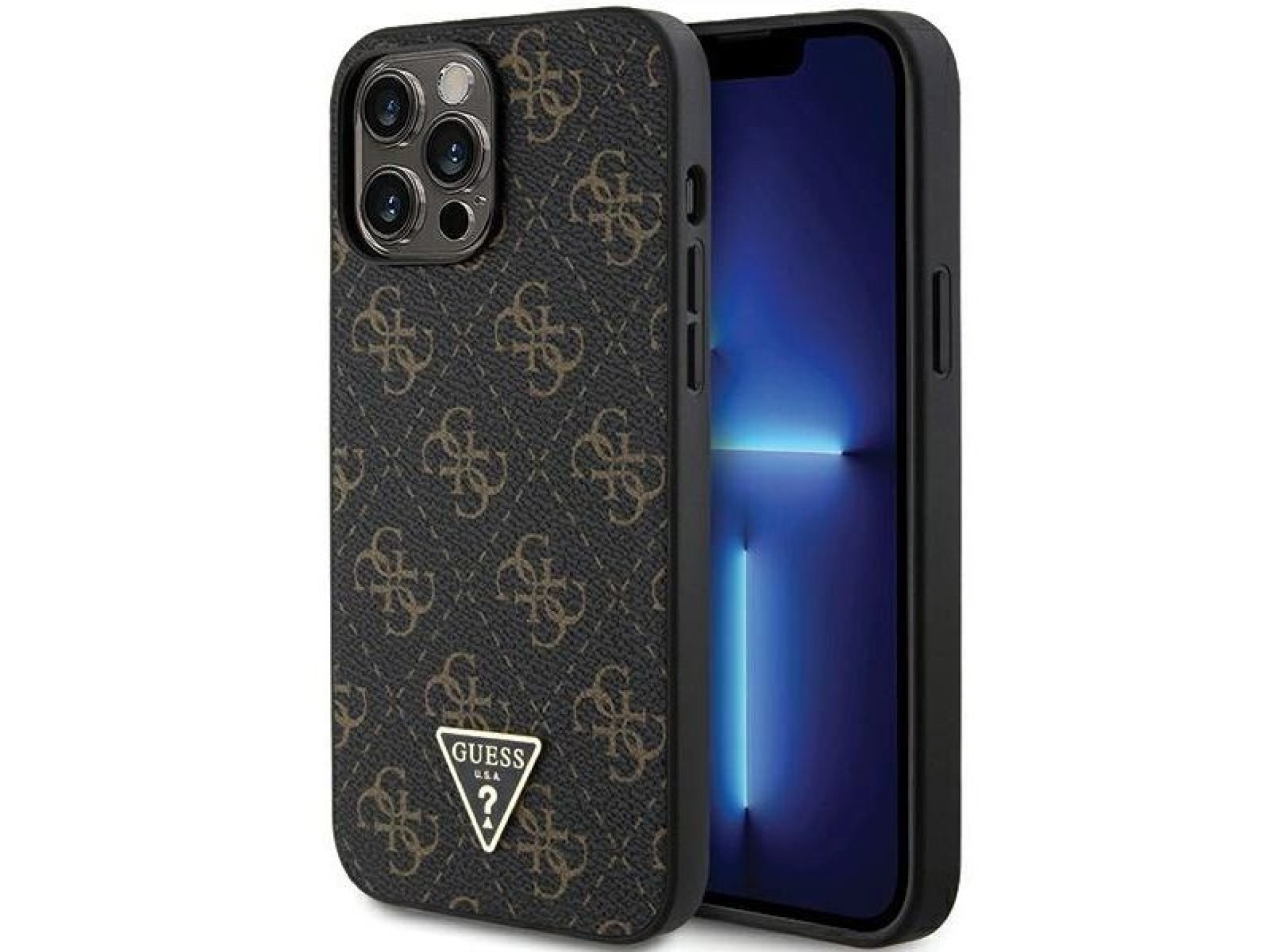 Capa Guess 4G Triangle Metal Logo para iPhone 14 Pro - preta