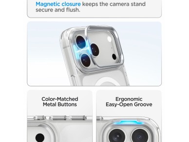 Funda Spigen Ultra Hybrid Optik S MagSafe para iPhone 18 Pro Max / 17 Pro Max - Plata transparente