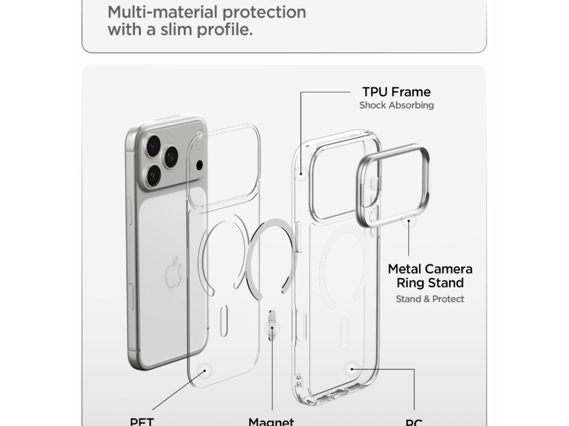 Funda Spigen Ultra Hybrid Optik S MagSafe para iPhone 18 Pro Max / 17 Pro Max - Plata transparente