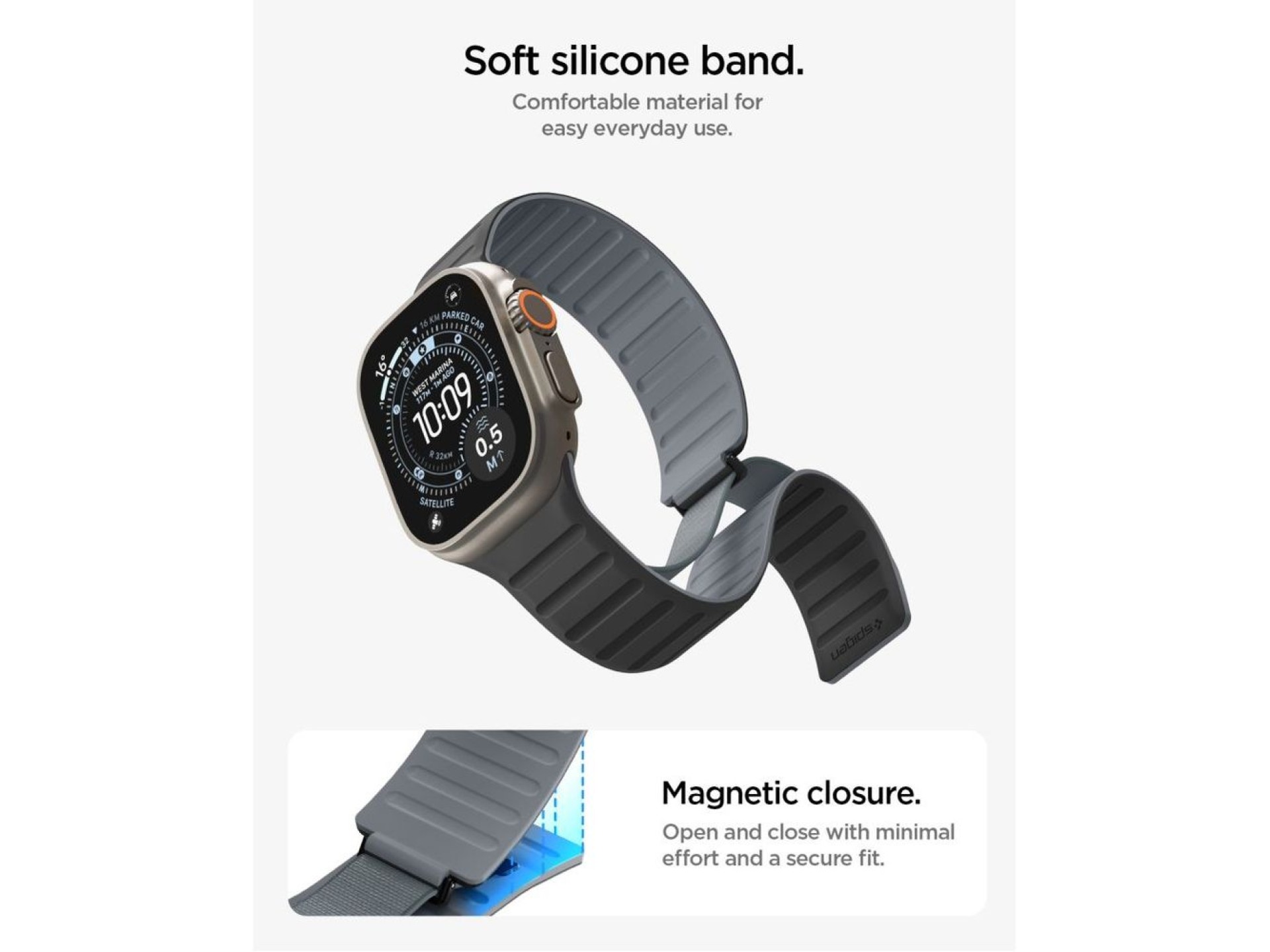 Correa Spigen Athlex Air M para Apple Watch de 44/45/46/49 mm - Negro y gris