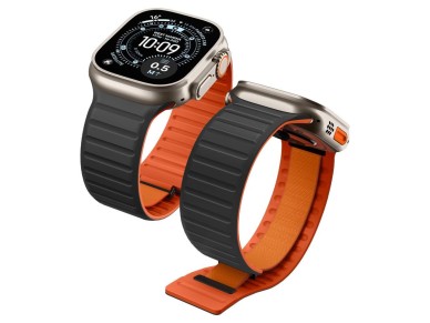 Pulseira Spigen Athlex Air M para Apple Watch 44/45/46/49 mm - Preta e Laranja Pulseira Spigen Athlex Air M para Apple Watch 44/45/46/49 mm - Preta e Laranja