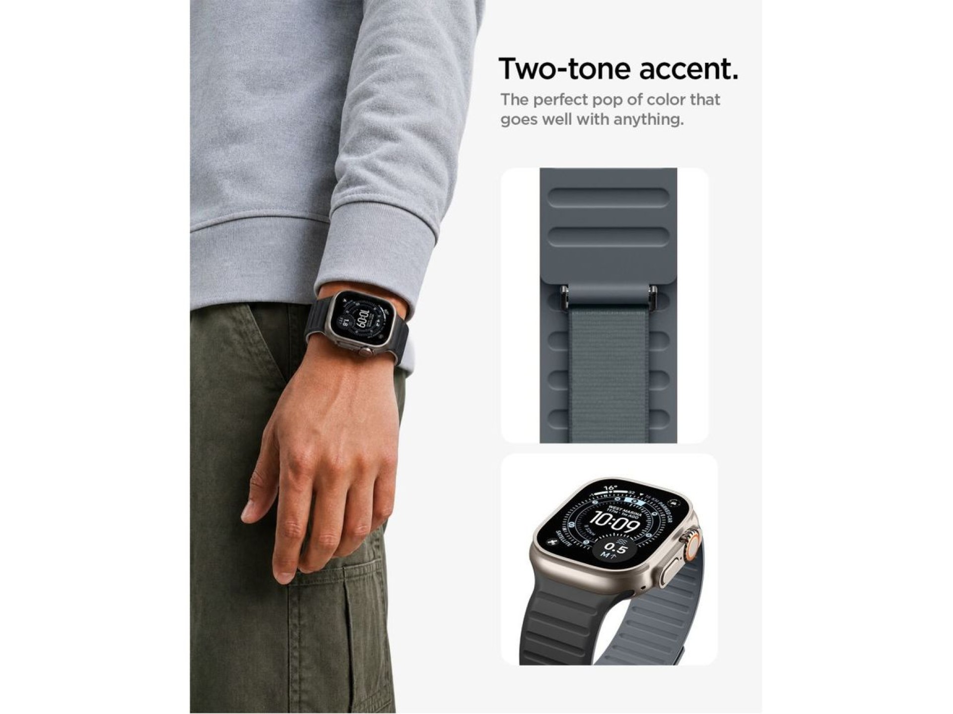 Correa Spigen Athlex Air M para Apple Watch de 44/45/46/49 mm - Negro y gris