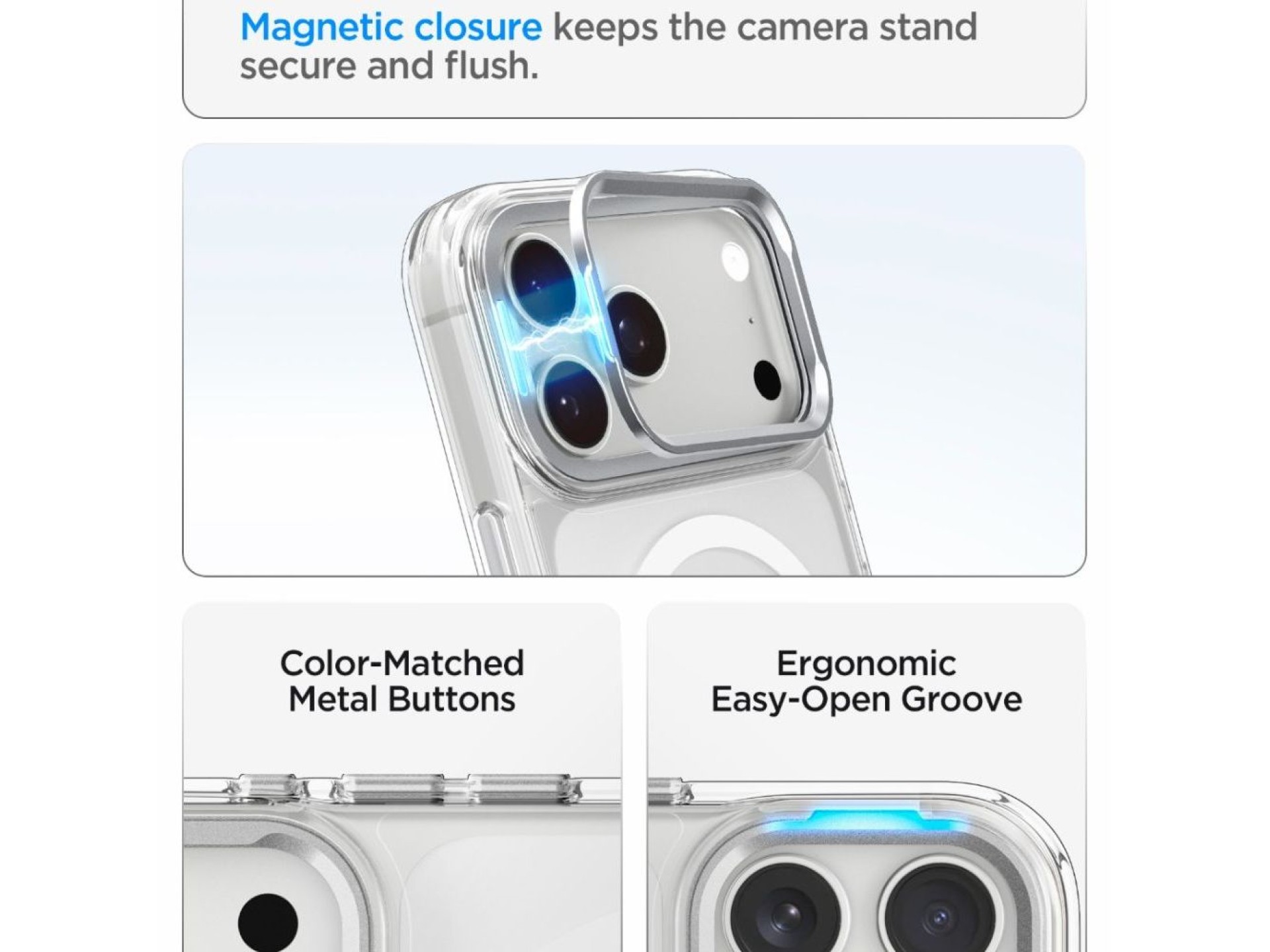 Funda Spigen Ultra Hybrid Optik S MagSafe para iPhone 18 Pro Max / 17 Pro Max - Plata transparente