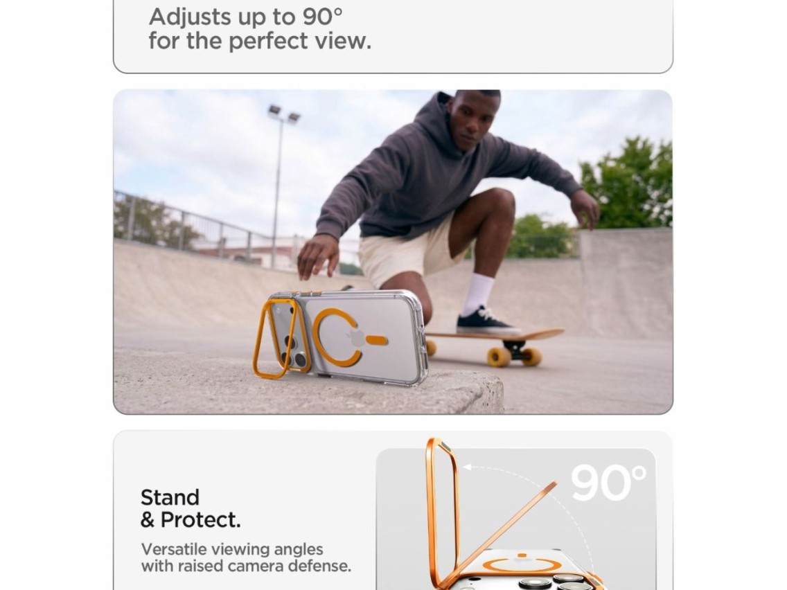 Funda Spigen Ultra Hybrid Optik S MagSafe para iPhone 18 Pro / 17 Pro - Naranja transparente