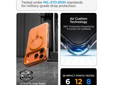 Spigen Ultra Hybrid Optik S MagSafe Case for iPhone 18 Pro / 17 Pro - Transparent Orange