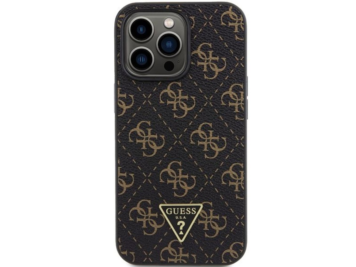 Capa Guess 4G Triangle Metal Logo para iPhone 14 Pro - preta