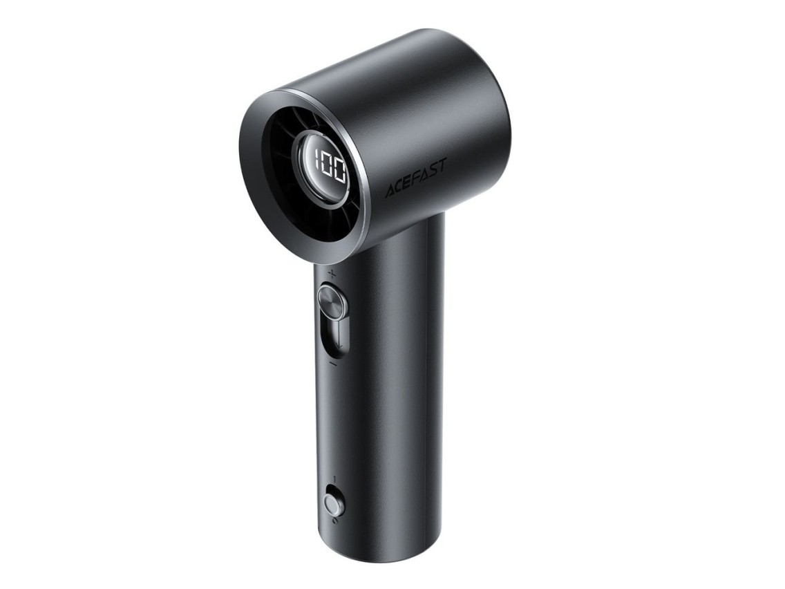 Mini ventilador de mão Acefast YF1 com visor LED e ajuste livre do fluxo de ar - Preto