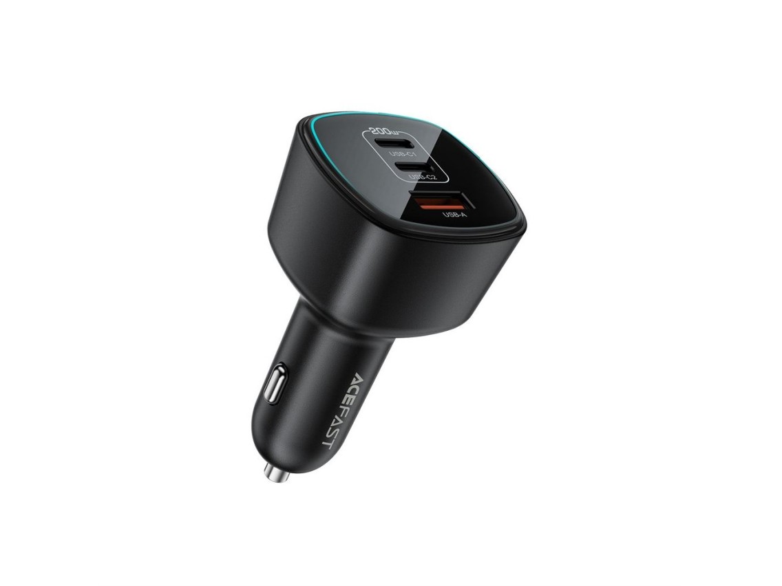 Carregador veicular Acefast B18 200W com 2 portas USB-C e USB-A - Preto