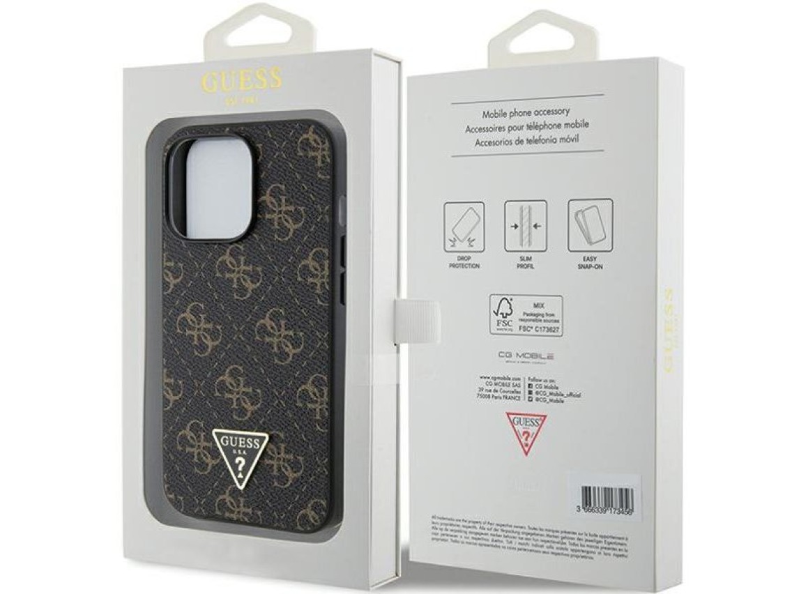 Capa Guess 4G Triangle Metal Logo para iPhone 14 Pro - preta