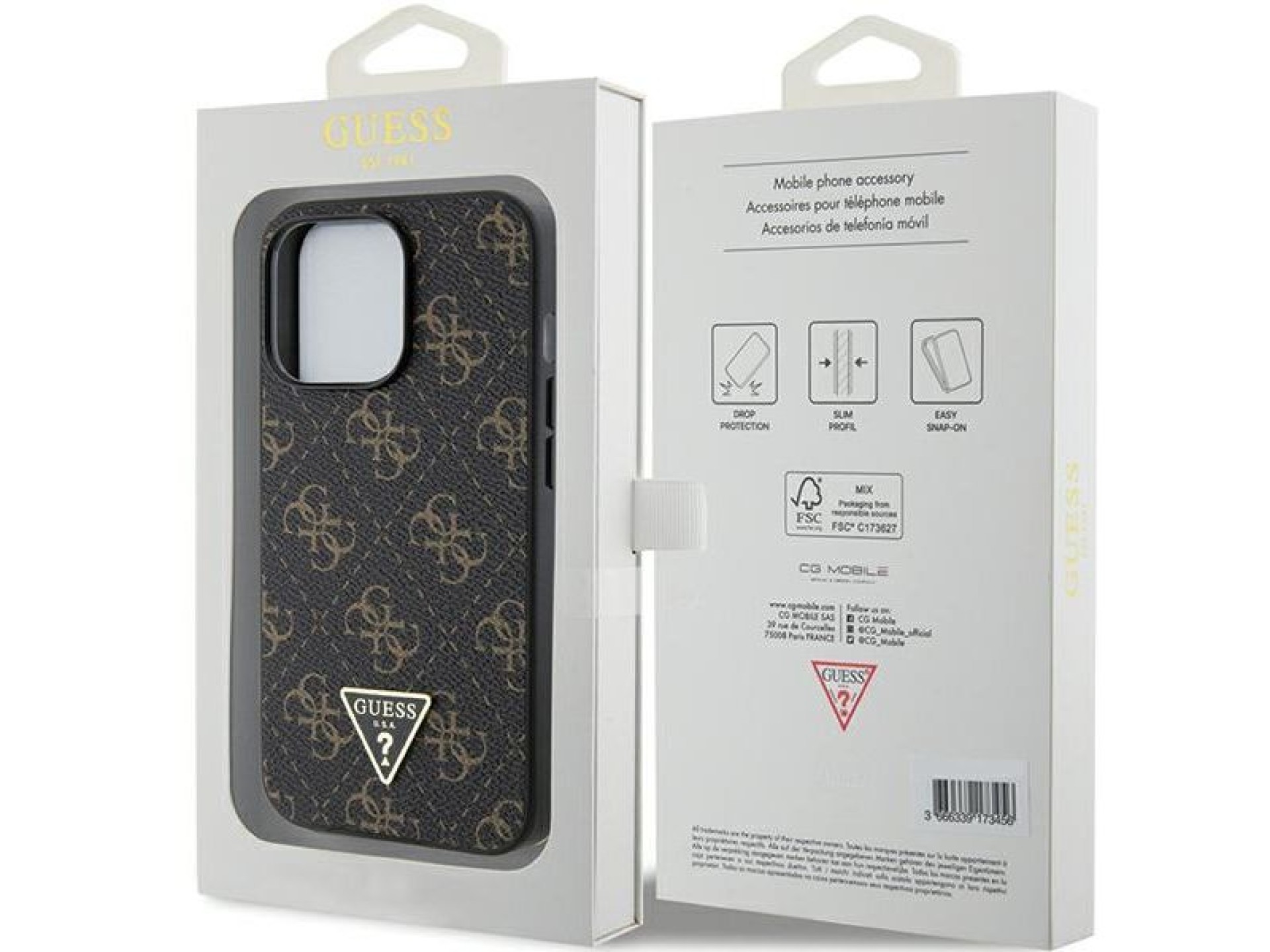 Capa Guess 4G Triangle Metal Logo para iPhone 14 Pro - preta