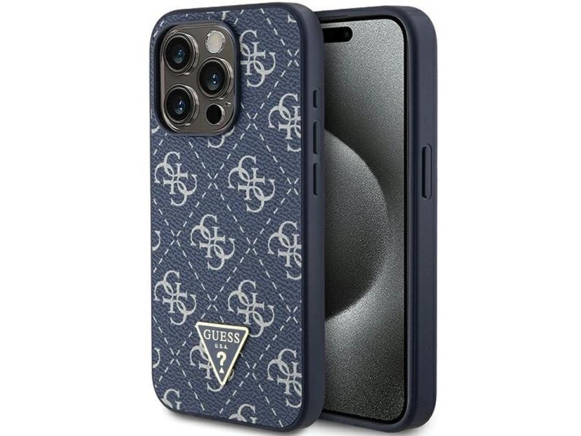 Funda Guess 4G Triangle Metal Logo para iPhone 15 Pro - azul