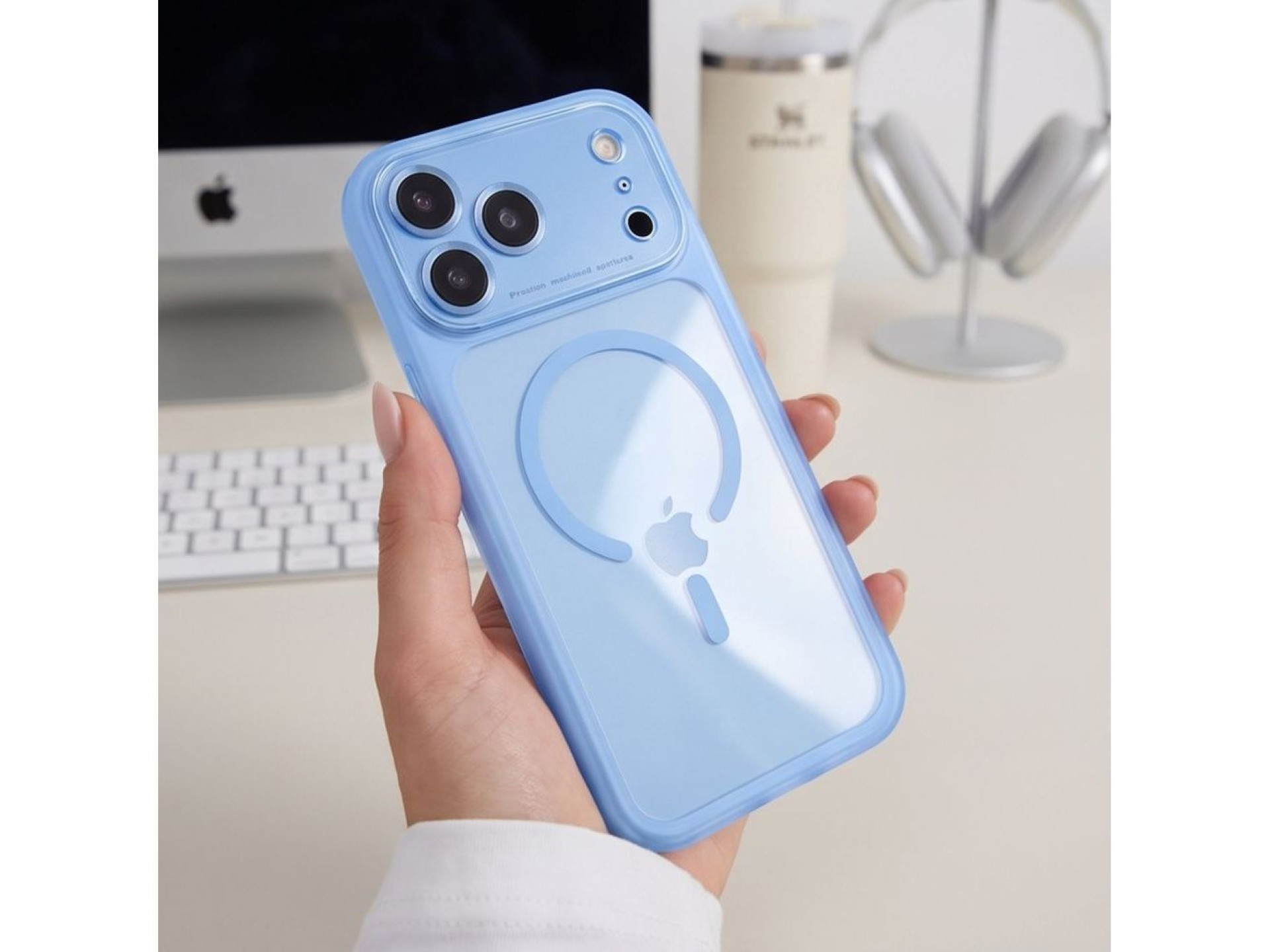 Funda Tech-Protect MagPeak MagSafe CC para iPhone 18 Pro Max / 17 Pro Max - Azul transparente