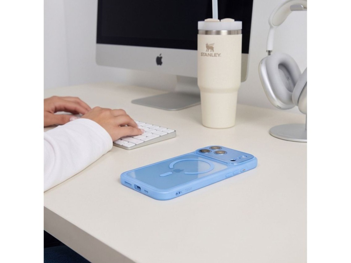 Funda Tech-Protect MagPeak MagSafe CC para iPhone 18 Pro Max / 17 Pro Max - Azul transparente