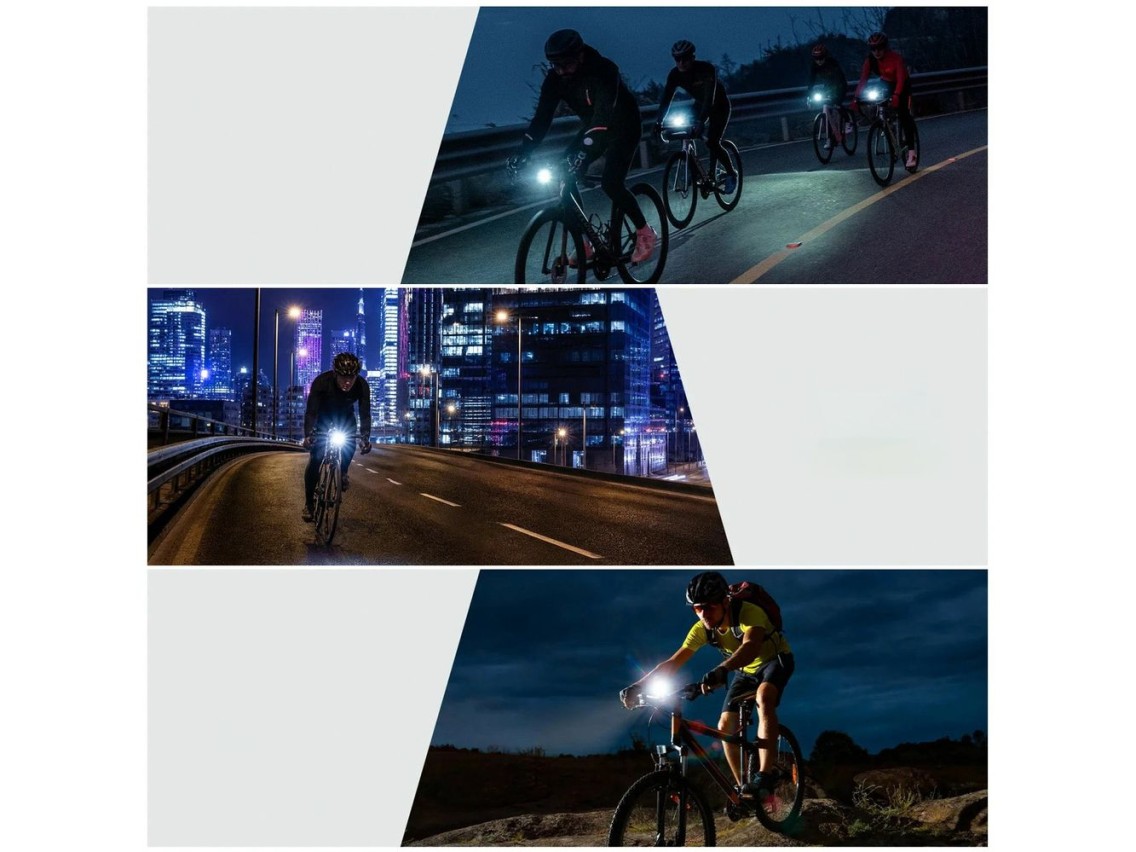Farol dianteiro para bicicleta Rockbros RHL950, 950 lúmens, com bateria USB-C removível - Preto
