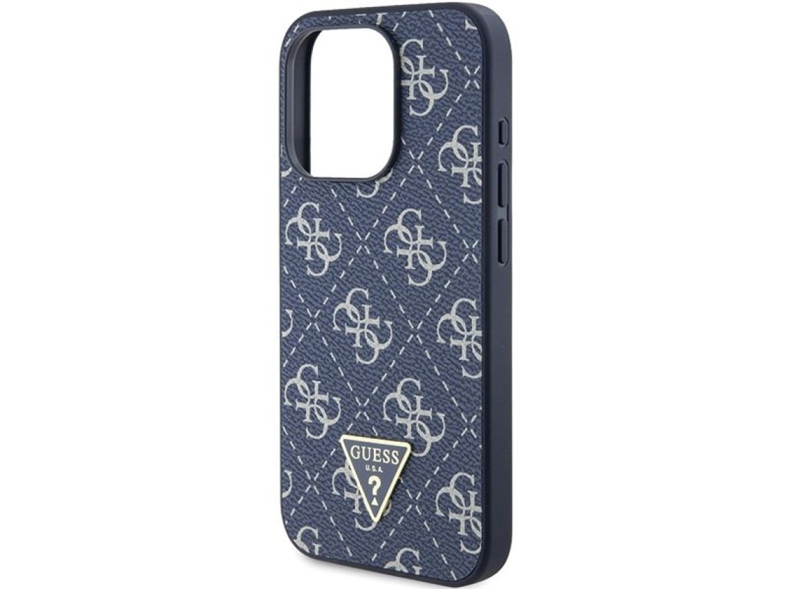 Capa rígida Guess GUHCP15XPG4GPB para iPhone 15 Pro Max 6.7" azul/azul com logo triangular metálico