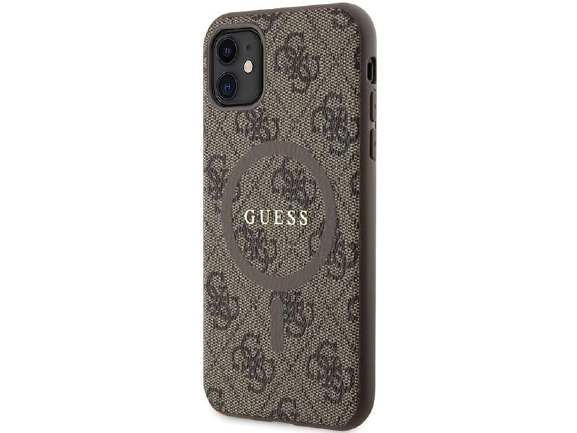 Guess GUHMN61G4GFRW iPhone 11 6.1" / Xr brown/brown hardcase 4G Collection Leather Metal Logo MagSaf