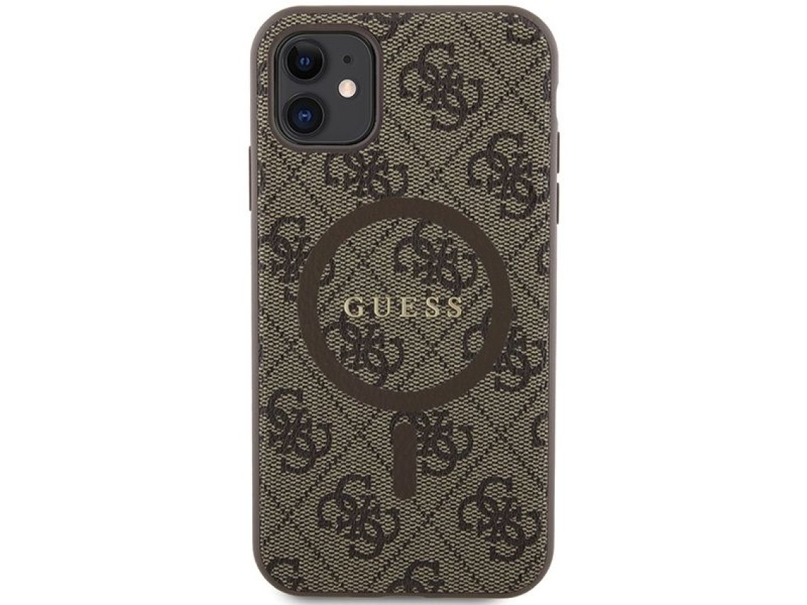 Guess GUHMN61G4GFRW iPhone 11 6.1" / Xr brown/brown hardcase 4G Collection Leather Metal Logo MagSaf