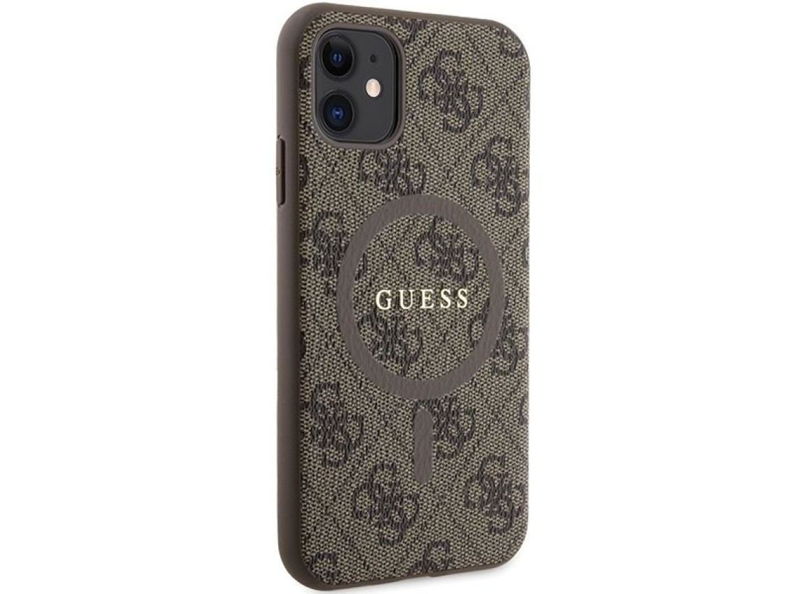 Guess GUHMN61G4GFRW iPhone 11 6.1" / Xr brown/brown hardcase 4G Collection Leather Metal Logo MagSaf