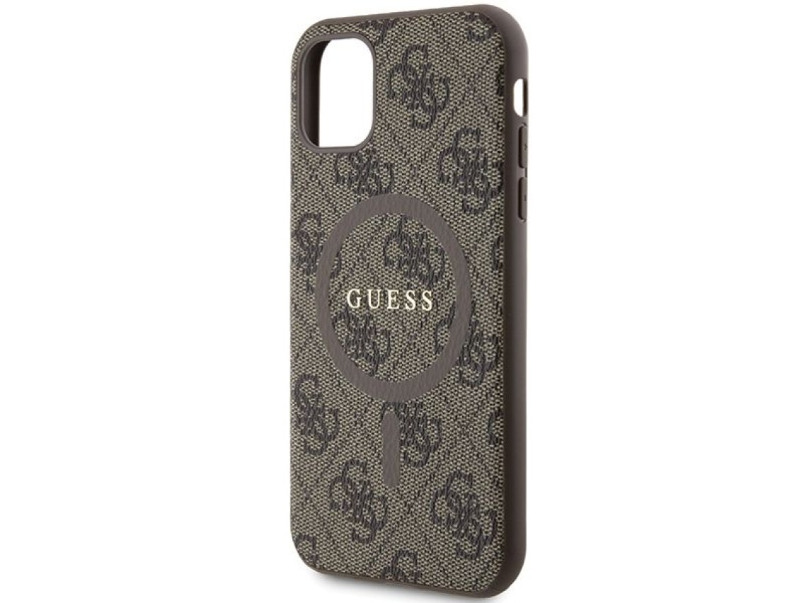 Guess GUHMN61G4GFRW iPhone 11 6.1" / Xr brown/brown hardcase 4G Collection Leather Metal Logo MagSaf