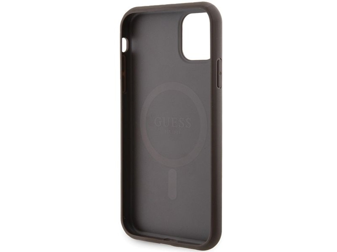 Guess GUHMN61G4GFRW iPhone 11 6.1" / Xr brown/brown hardcase 4G Collection Leather Metal Logo MagSaf