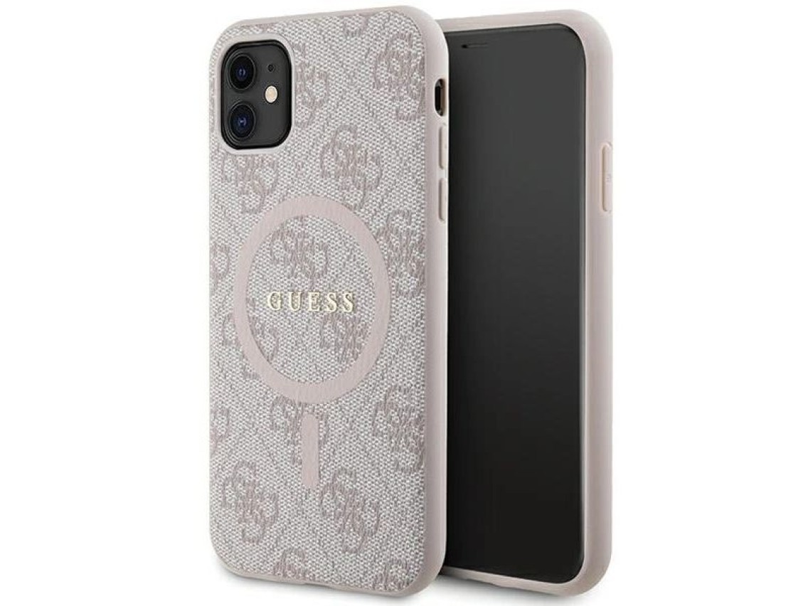 Guess GUHMN61G4GFRP iPhone 11 6.1" / Xr pink/pink hardcase 4G Collection Leather Metal Logo MagSafe
