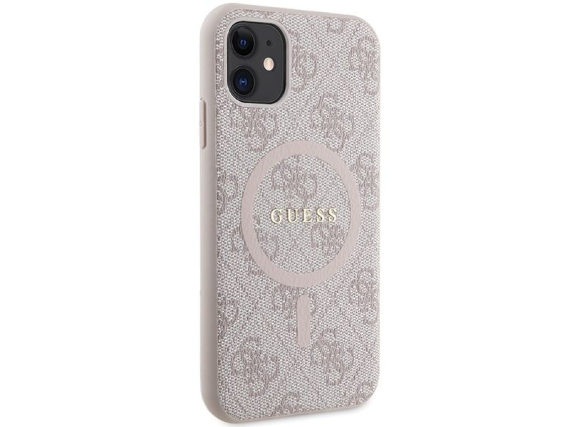 Guess GUHMN61G4GFRP iPhone 11 6.1" / Xr pink/pink hardcase 4G Collection Leather Metal Logo MagSafe