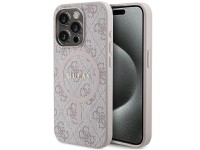 Capa Guess 4G Collection em couro com logo met�lico e MagSafe para iPhone 14 Pro Max - Rosa