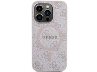 Capa Guess 4G Collection em couro com logo metálico e MagSafe para iPhone 15 Pro Max - Rosa Capa Guess 4G Collection em couro com logo metálico e MagSafe para iPhone 15 Pro Max - Rosa