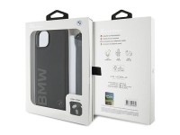 Capa de couro BMW Signature com cordão para iPhone 15/14/13 - Preta Capa de couro BMW Signature com cordão para iPhone 15/14/13 - Preta