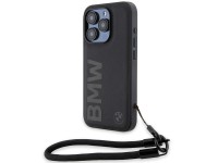 BMW Signature Leather Wordmark Cord case for iPhone 15 Pro Max - black BMW Signature Leather Wordmark Cord case for iPhone 15 Pro Max - black